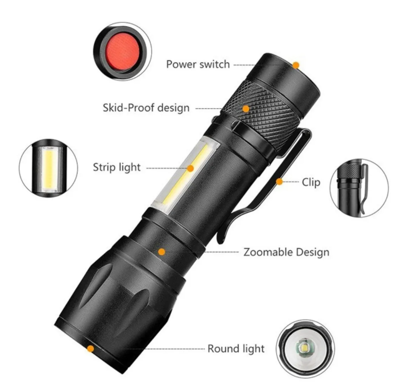 Mini Lanterna LED Recarregável com Função Lampião — foto 04